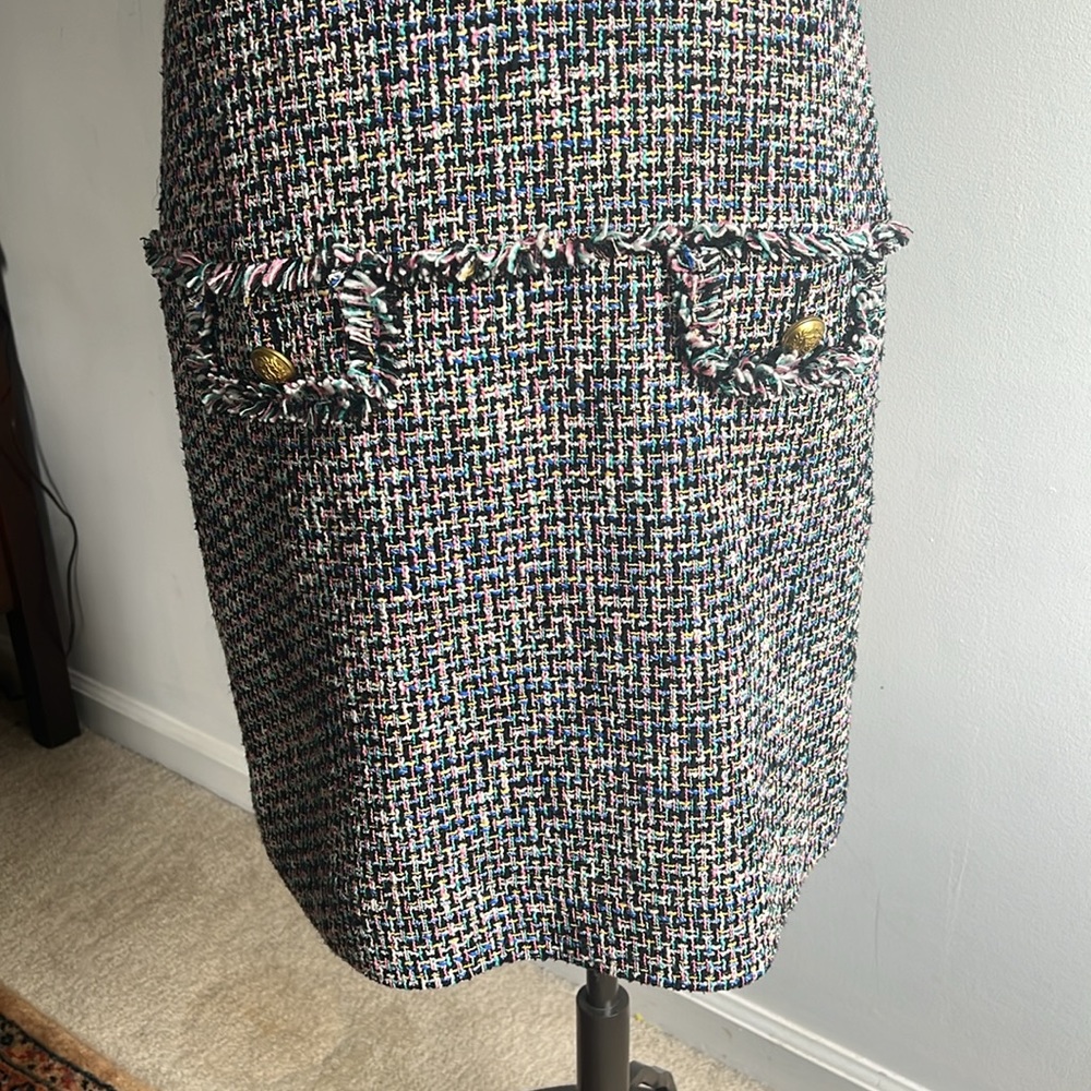 J. Crew Black and White Tweed Sleeveless Shift Dress - Picture 5 of 9